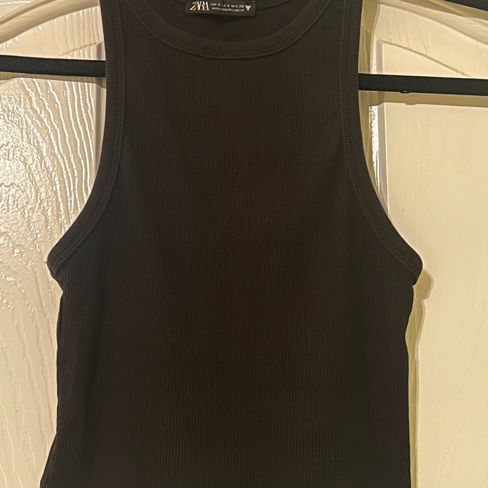 Zara Black Ribbed Tank Top
